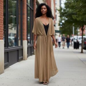 Beige Front Tie Maxi Swim Cover Up
New